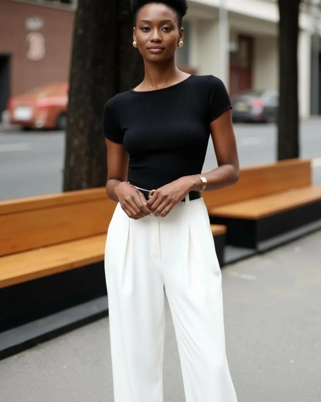 Plain Ribbed Short Sleeve T-Shirt SOLACE