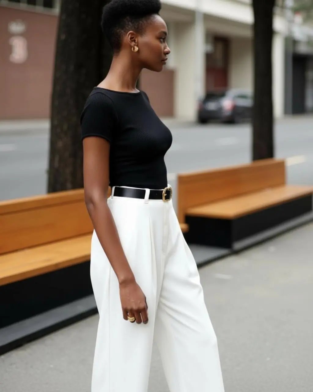 Plain Ribbed Short Sleeve T-Shirt SOLACE