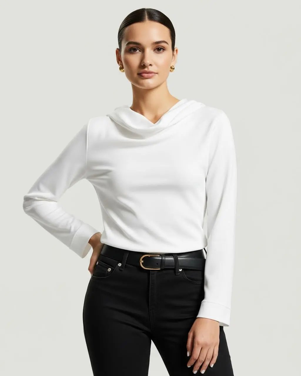 In Stretch Cowl Neck Long Sleeve Top SOLACE