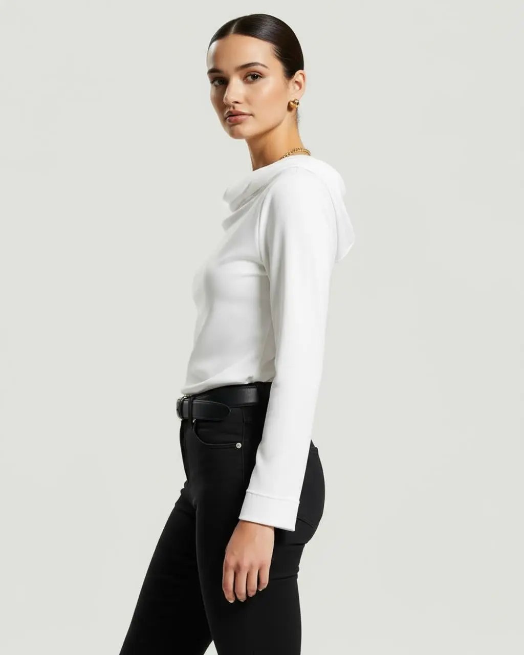 In Stretch Cowl Neck Long Sleeve Top SOLACE