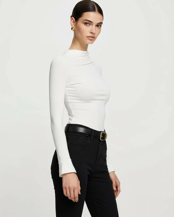 Asymmetric High Neck Slim-Fit Top SOLACE