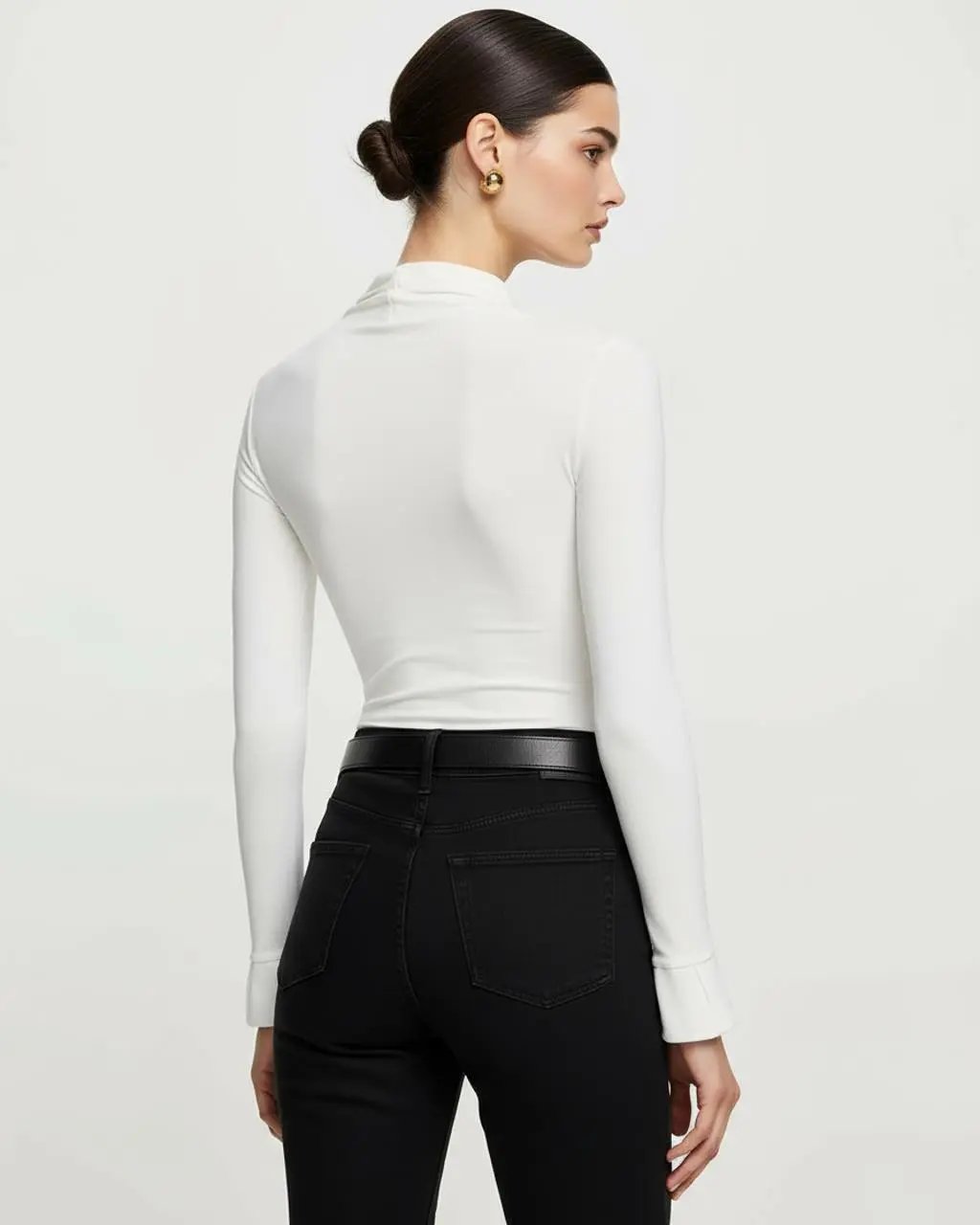Asymmetric High Neck Slim-Fit Top SOLACE