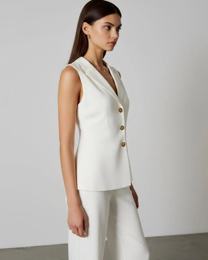 V-neck Single-Button Sleeveless Suit Top SOLACE