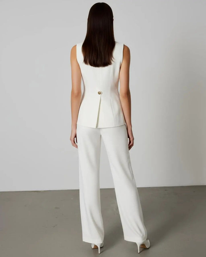 V-neck Single-Button Sleeveless Suit Top SOLACE