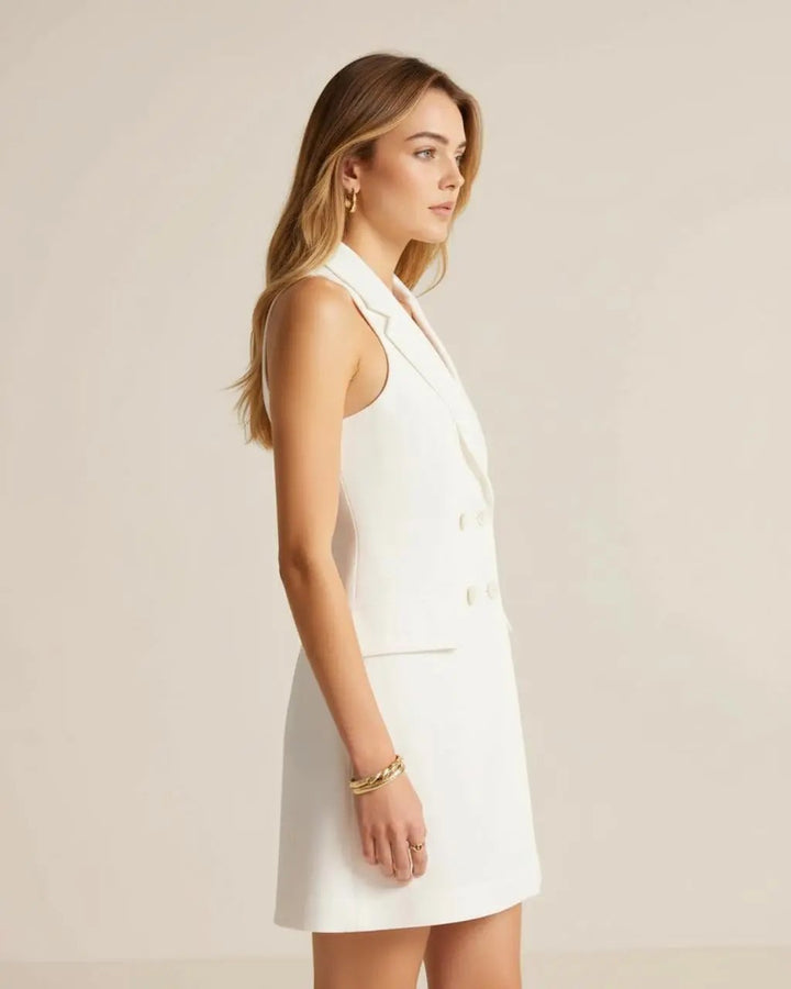 Sleeveless Front-Pocket Blazer Mini Dress SOLACE