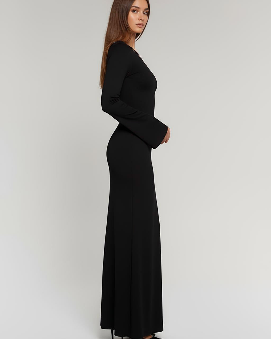 Button Asymmetrical Maxi Mermaid Dress SOLACE