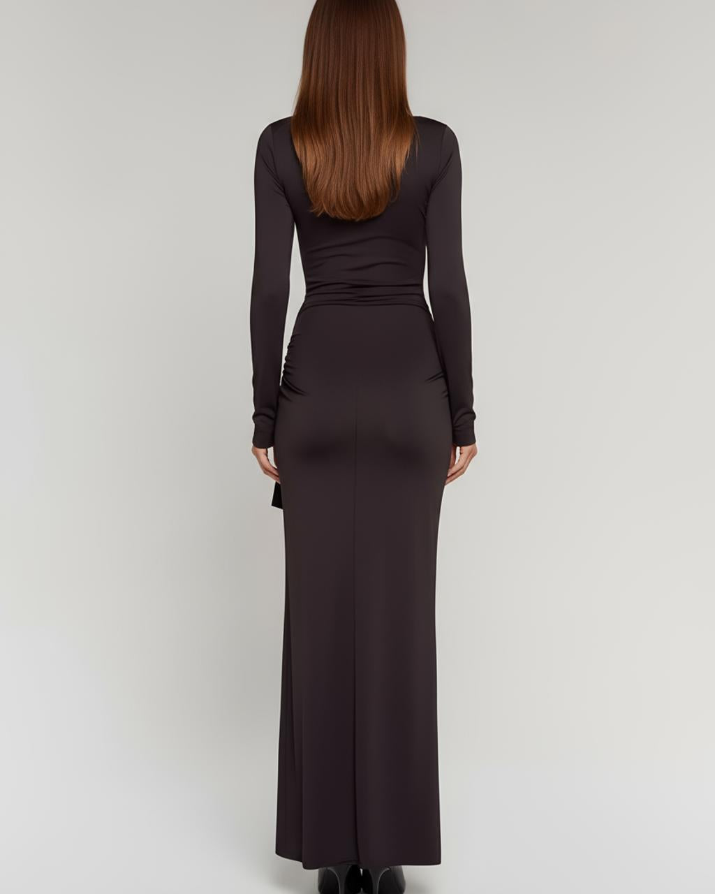 Waist Pleat With Metal Buckle Maxi Dress SOLACE