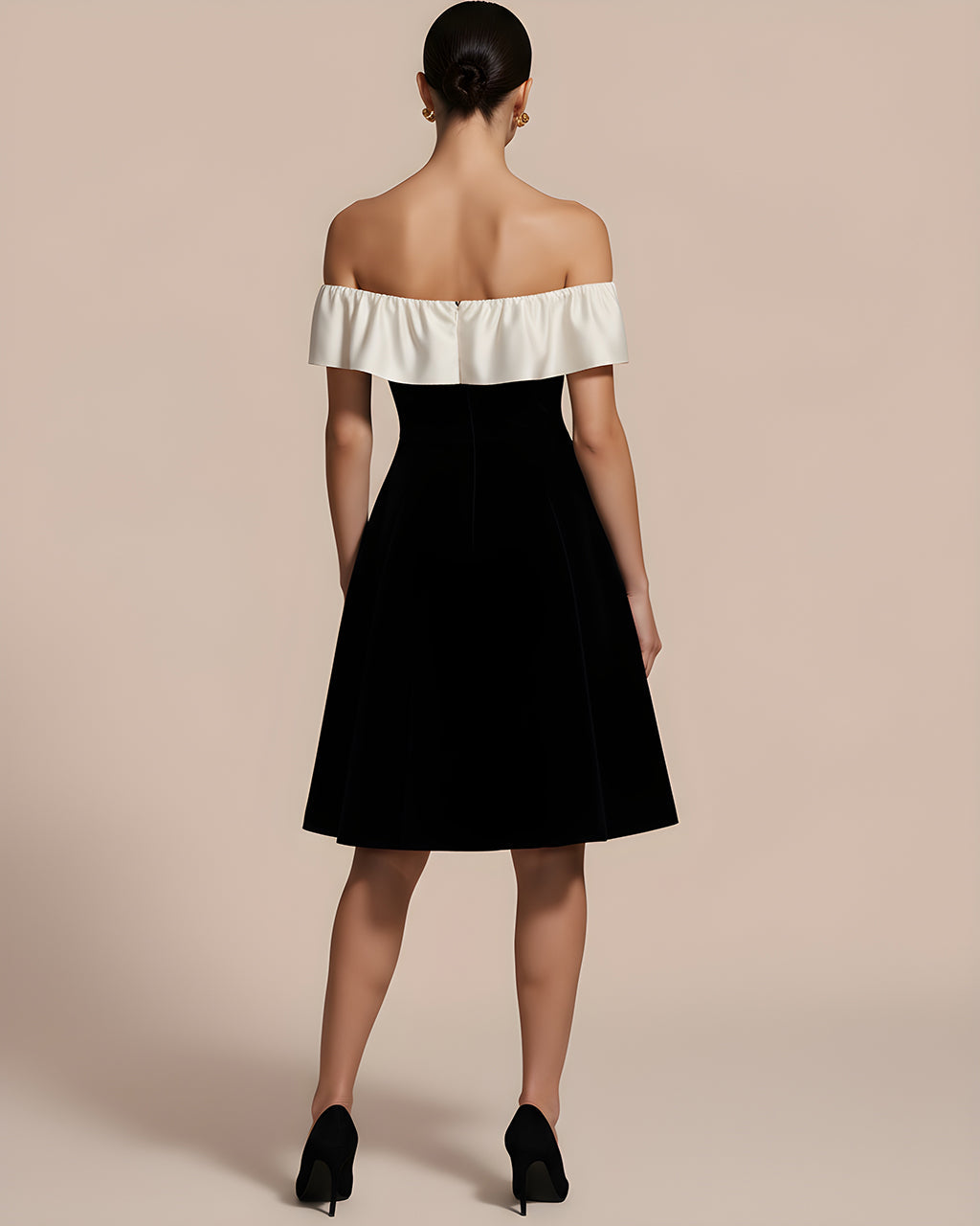 Color Block Ruffle Off-the-Shoulder Dress SOLACE