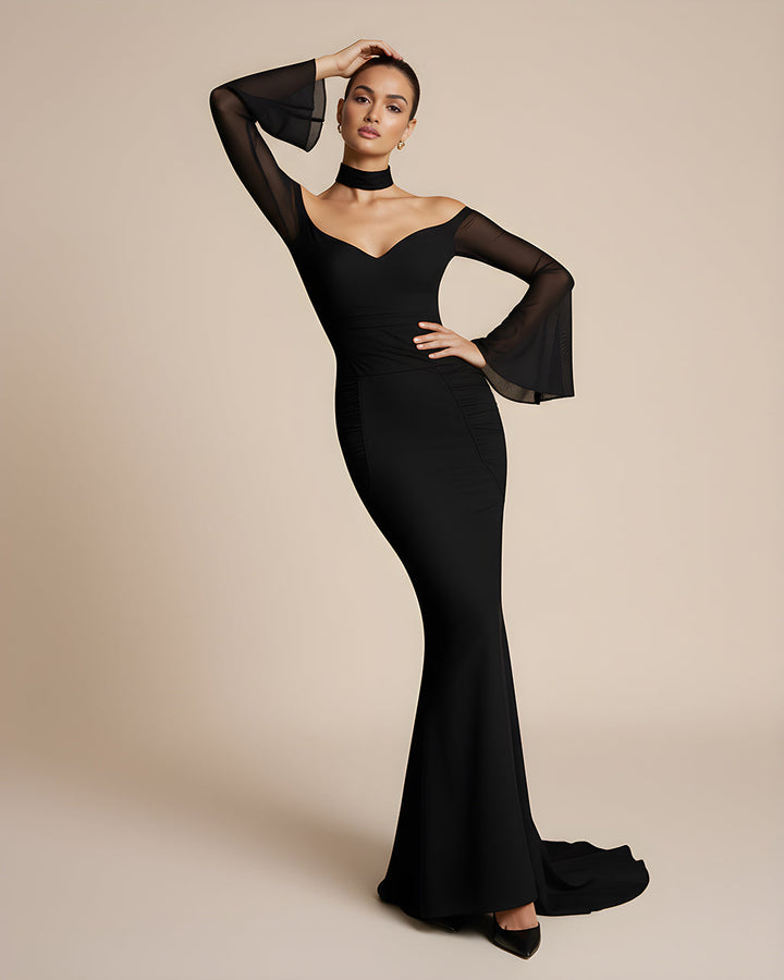 Mesh Sleeves Mermaid Maxi Dress SOLACE