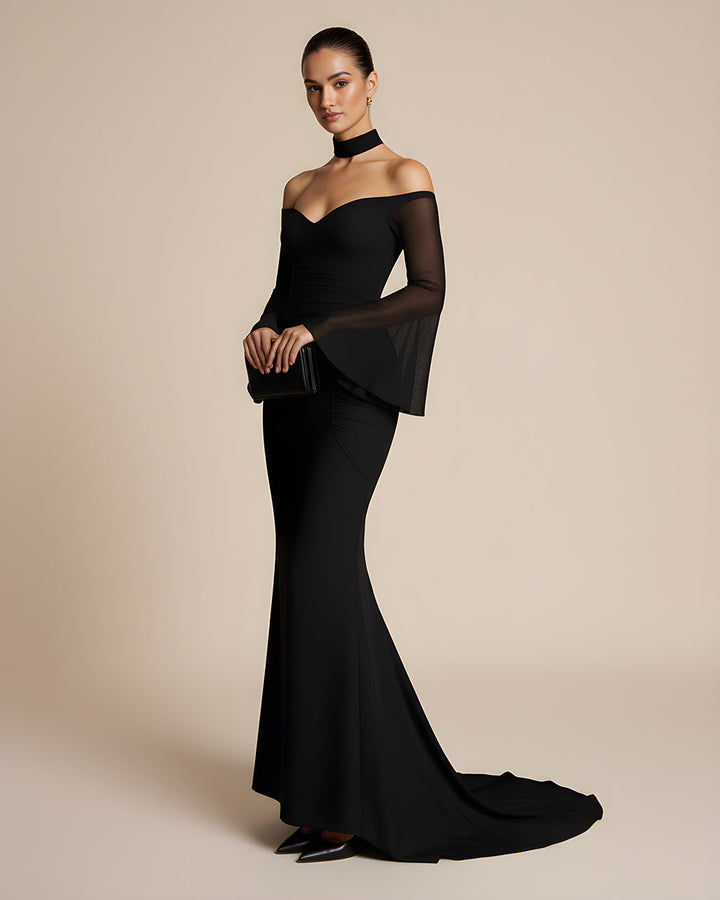 Mesh Sleeves Mermaid Maxi Dress SOLACE