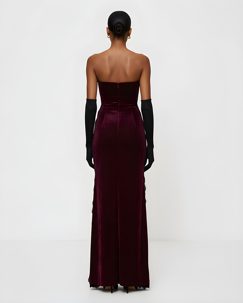 Red Velvet Slit Party Dress SOLACE