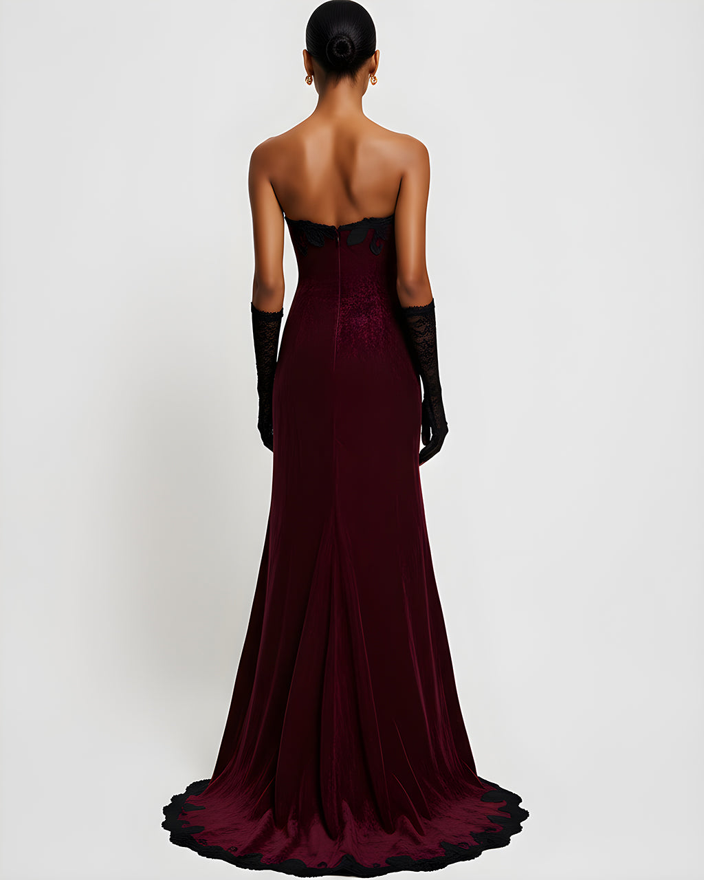 Strapless Lace High Split Sweep Train Dress SOLACE