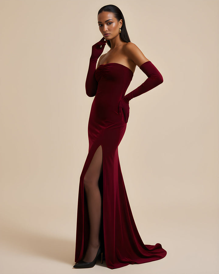 Elegant Velvet Strapless Evening Dress SOLACE