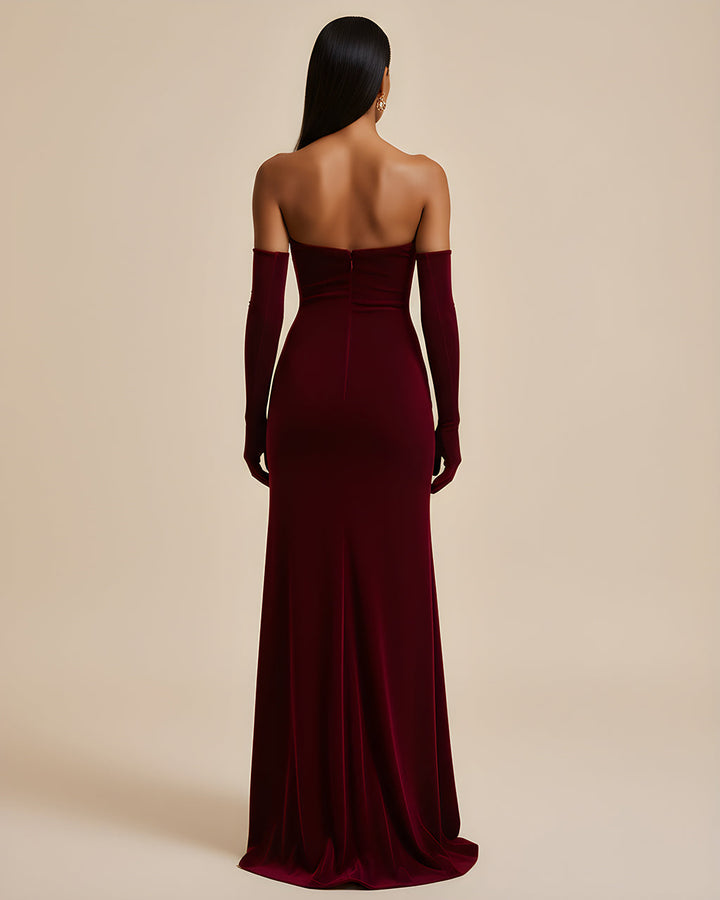 Elegant Velvet Strapless Evening Dress SOLACE
