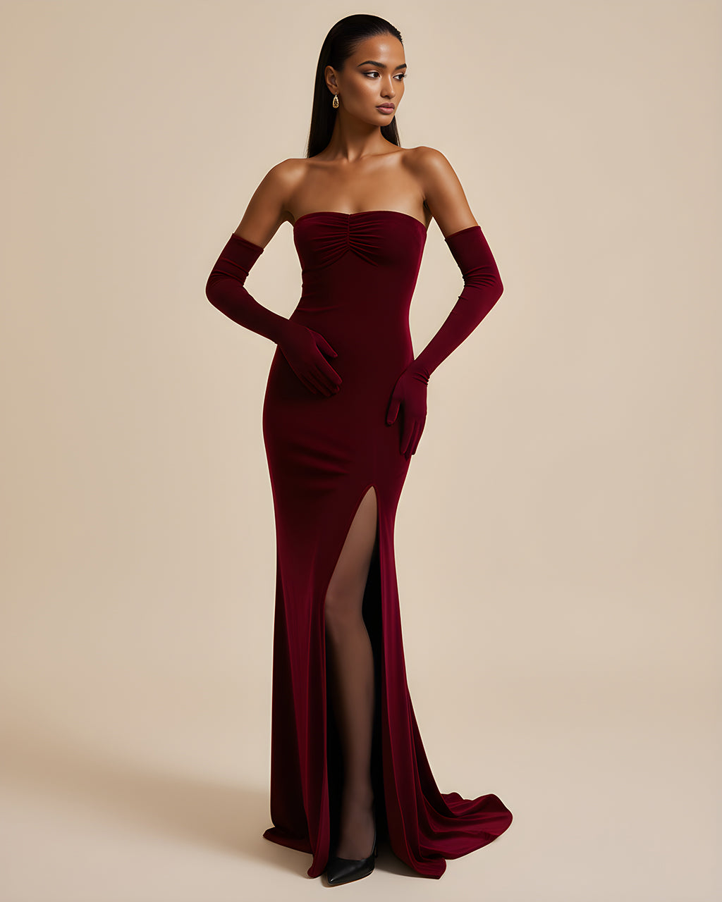 Elegant Velvet Strapless Evening Dress SOLACE