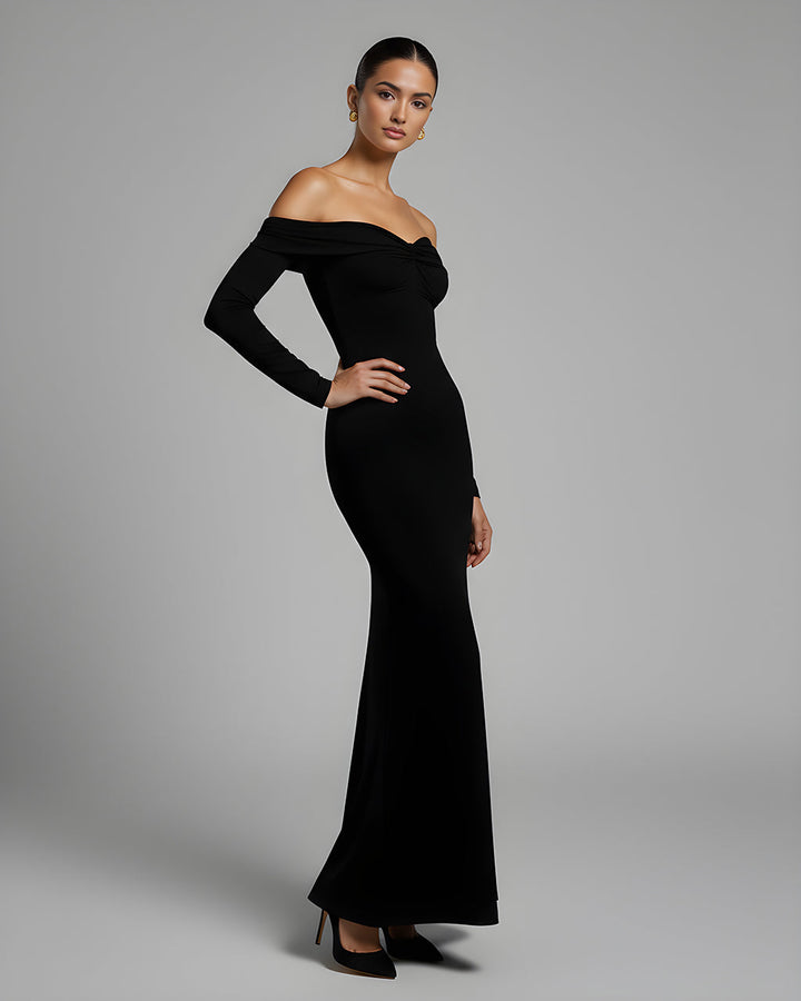 Ruched Twist Off The Shoulder Mermaid Dress SOLACE
