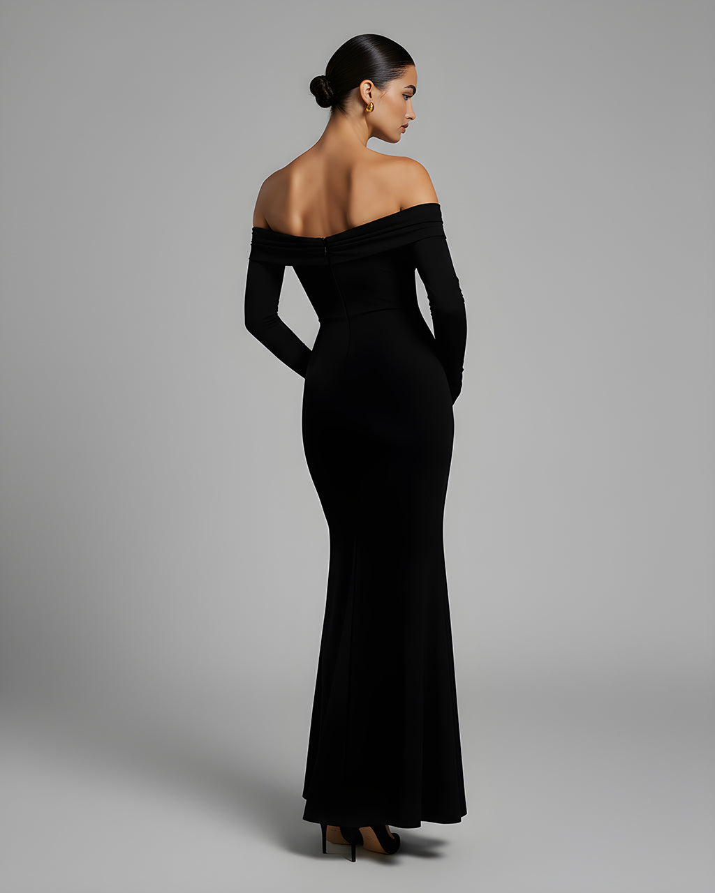 Ruched Twist Off The Shoulder Mermaid Dress SOLACE