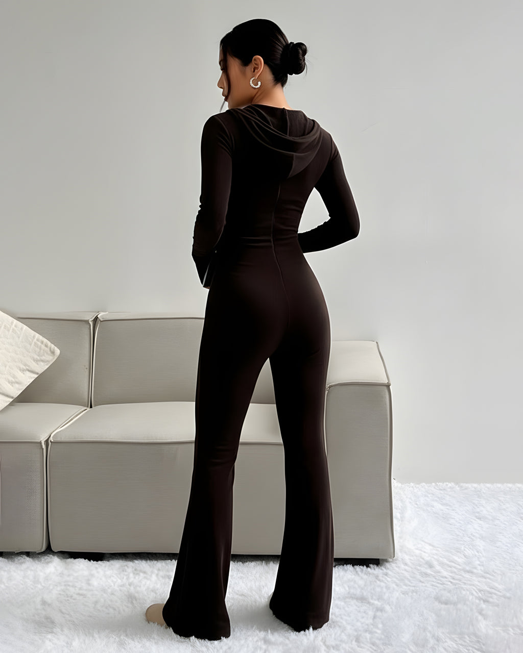 Zipper Flare Leg Jumpsuit SOLACE
