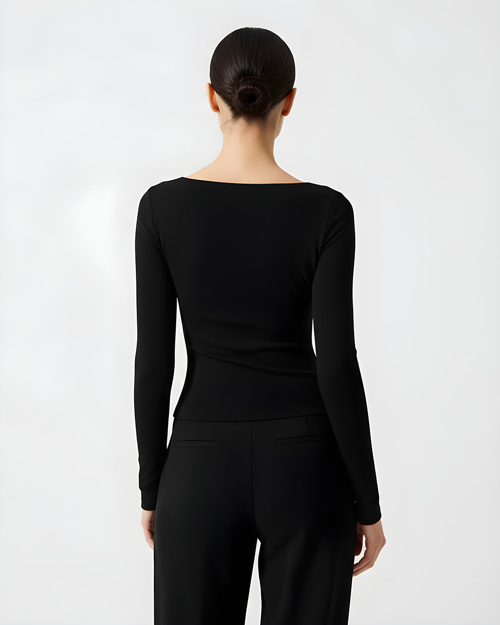 Wide Square Neck Long Sleeve Fit Tops SOLACE