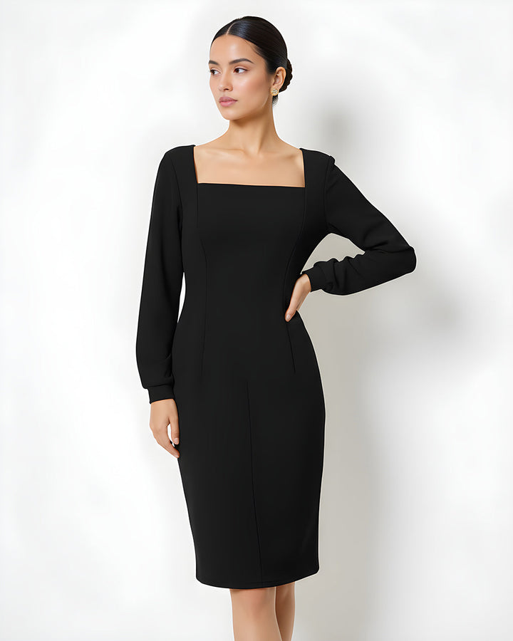 Square Neckline Knee-Length Dress SOLACE