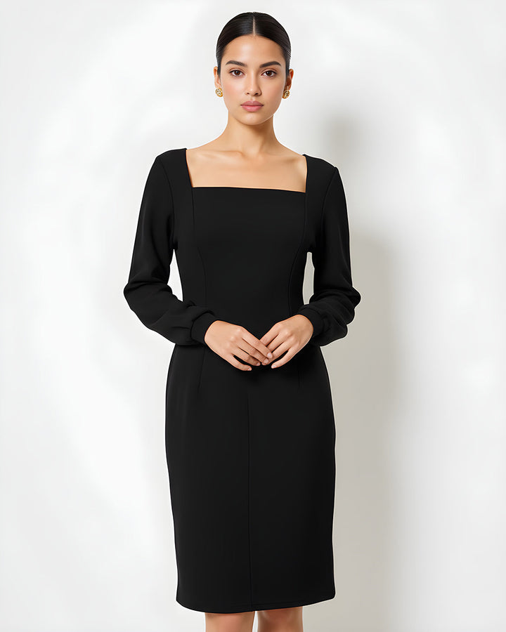 Square Neckline Knee-Length Dress SOLACE
