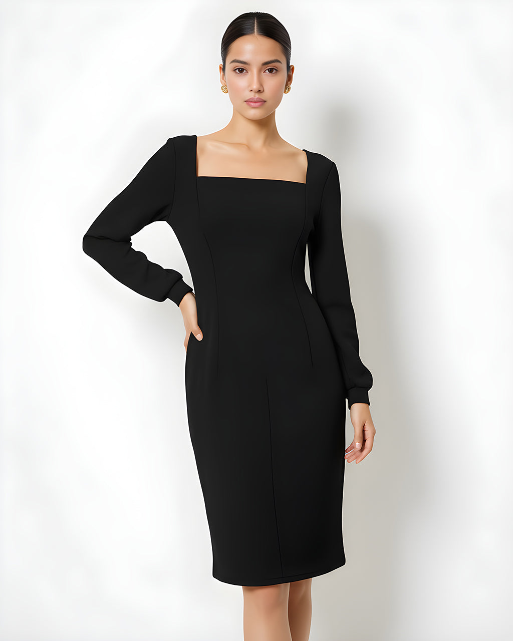 Square Neckline Knee-Length Dress SOLACE