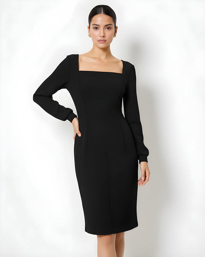 Square Neckline Knee-Length Dress SOLACE
