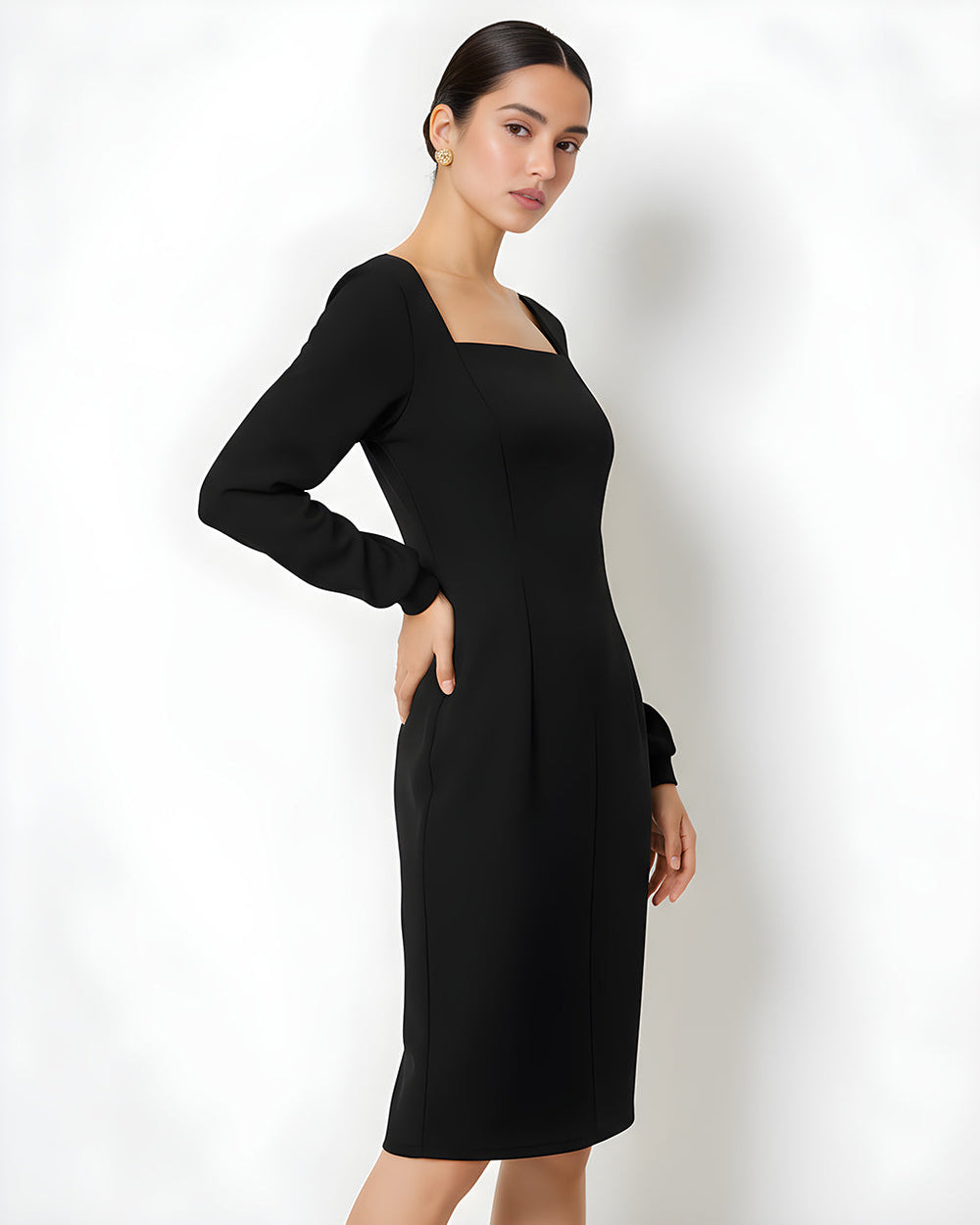 Square Neckline Knee-Length Dress SOLACE