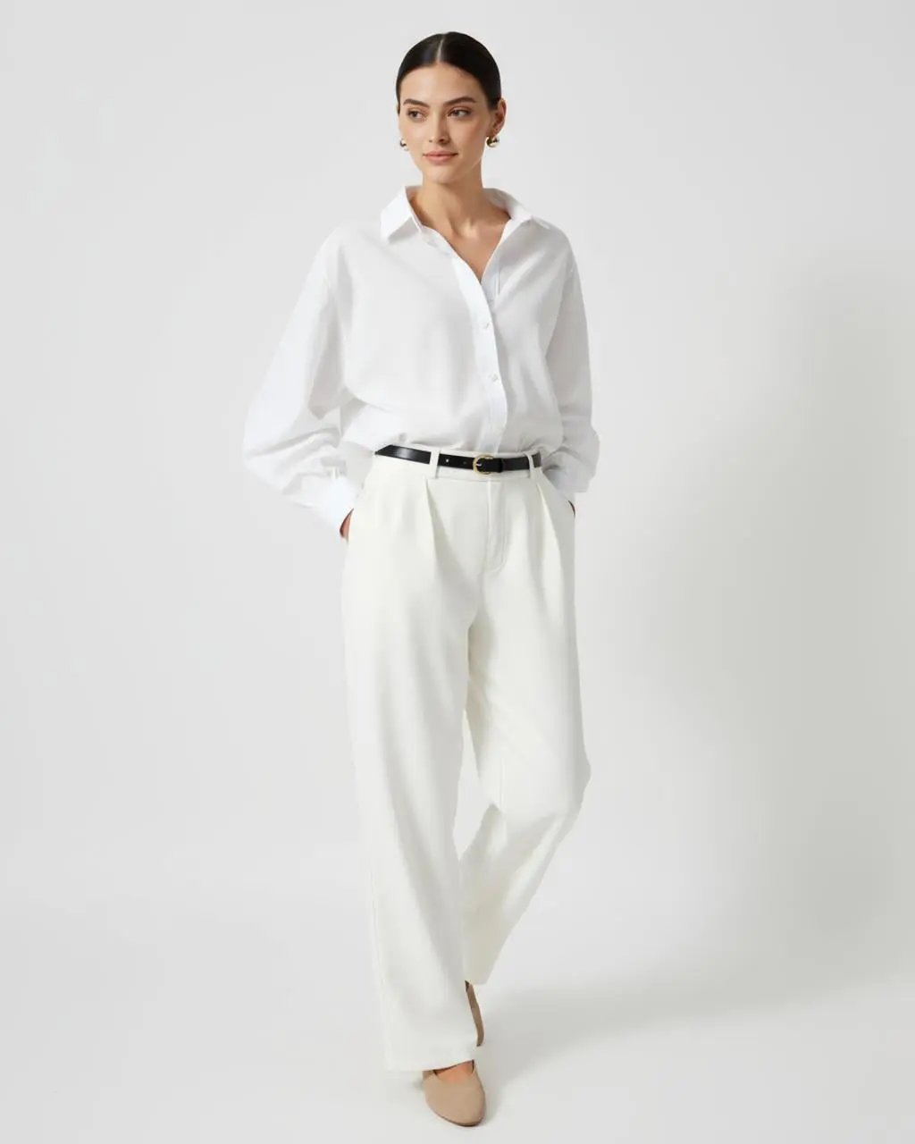 White Regular Button-Down Shirt SOLACE