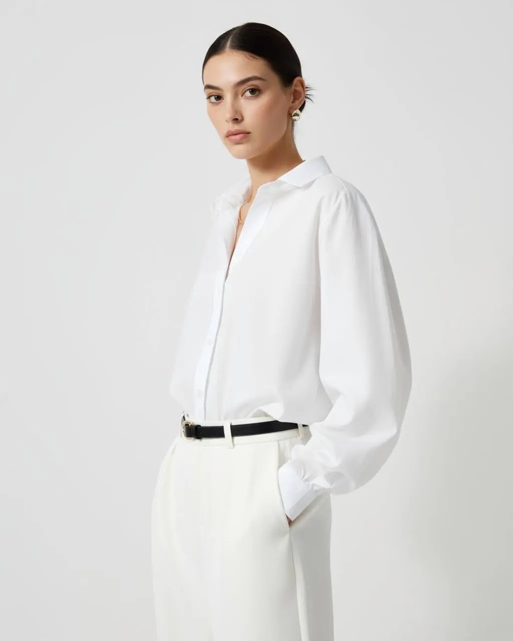 White Regular Button-Down Shirt SOLACE