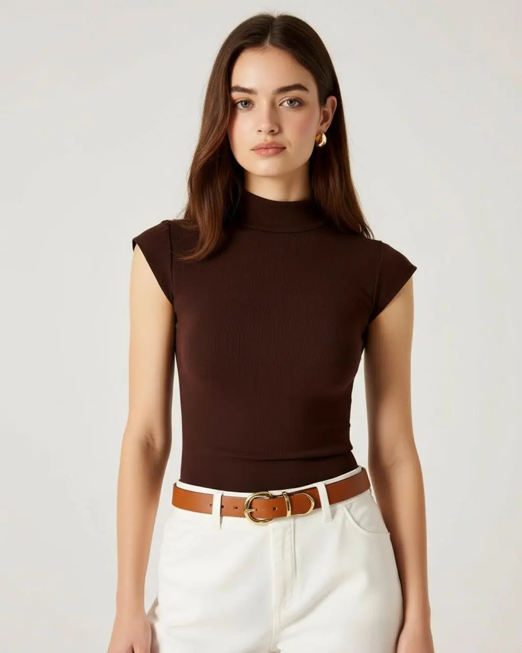 Mock Neck Cap Sleeve Top SOLACE