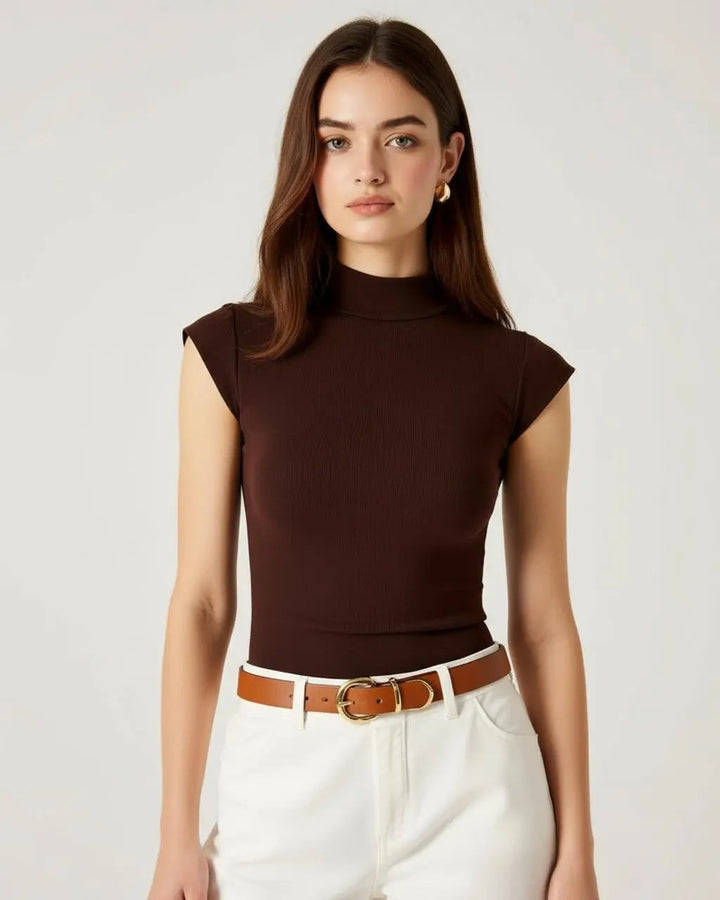 Mock Neck Cap Sleeve Top SOLACE