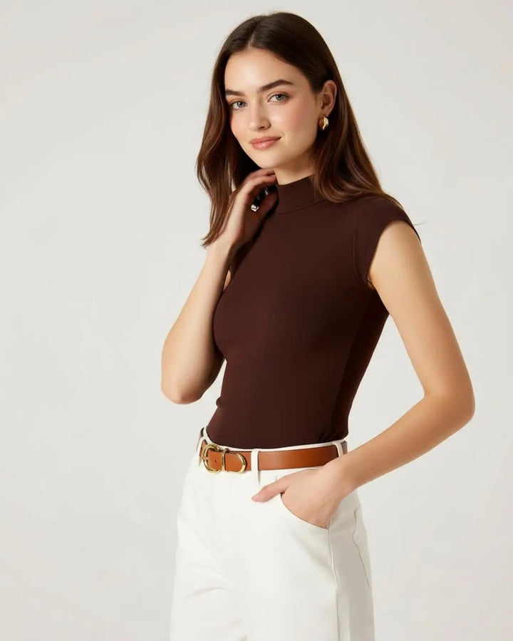 Mock Neck Cap Sleeve Top SOLACE