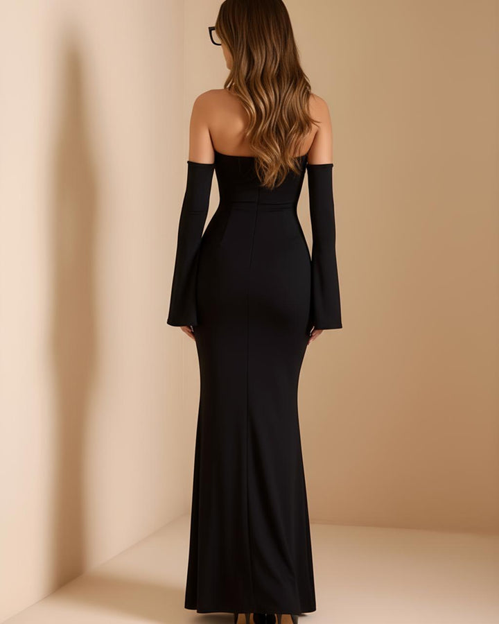 Off-shoulder Detachable Sleeve Bodycon Maxi Dress SOLACE