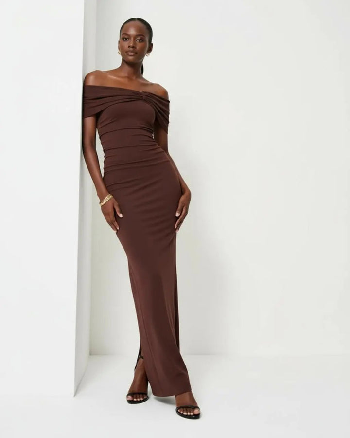 Off Shoulder Ruched Maxi Dress SOLACE