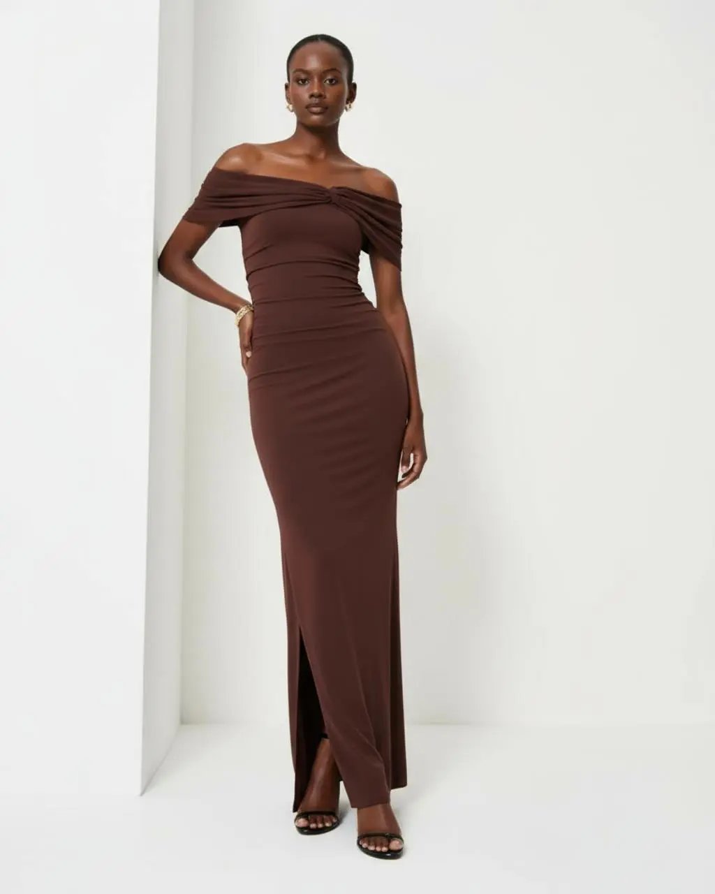 Off Shoulder Ruched Maxi Dress SOLACE