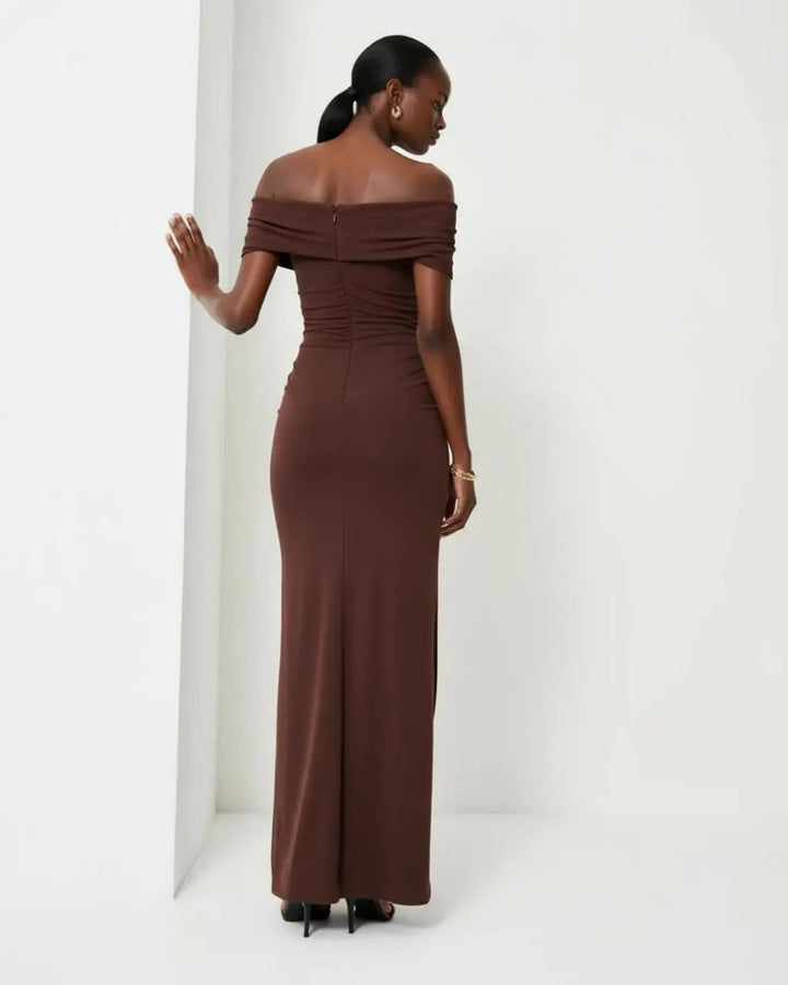Off Shoulder Ruched Maxi Dress SOLACE
