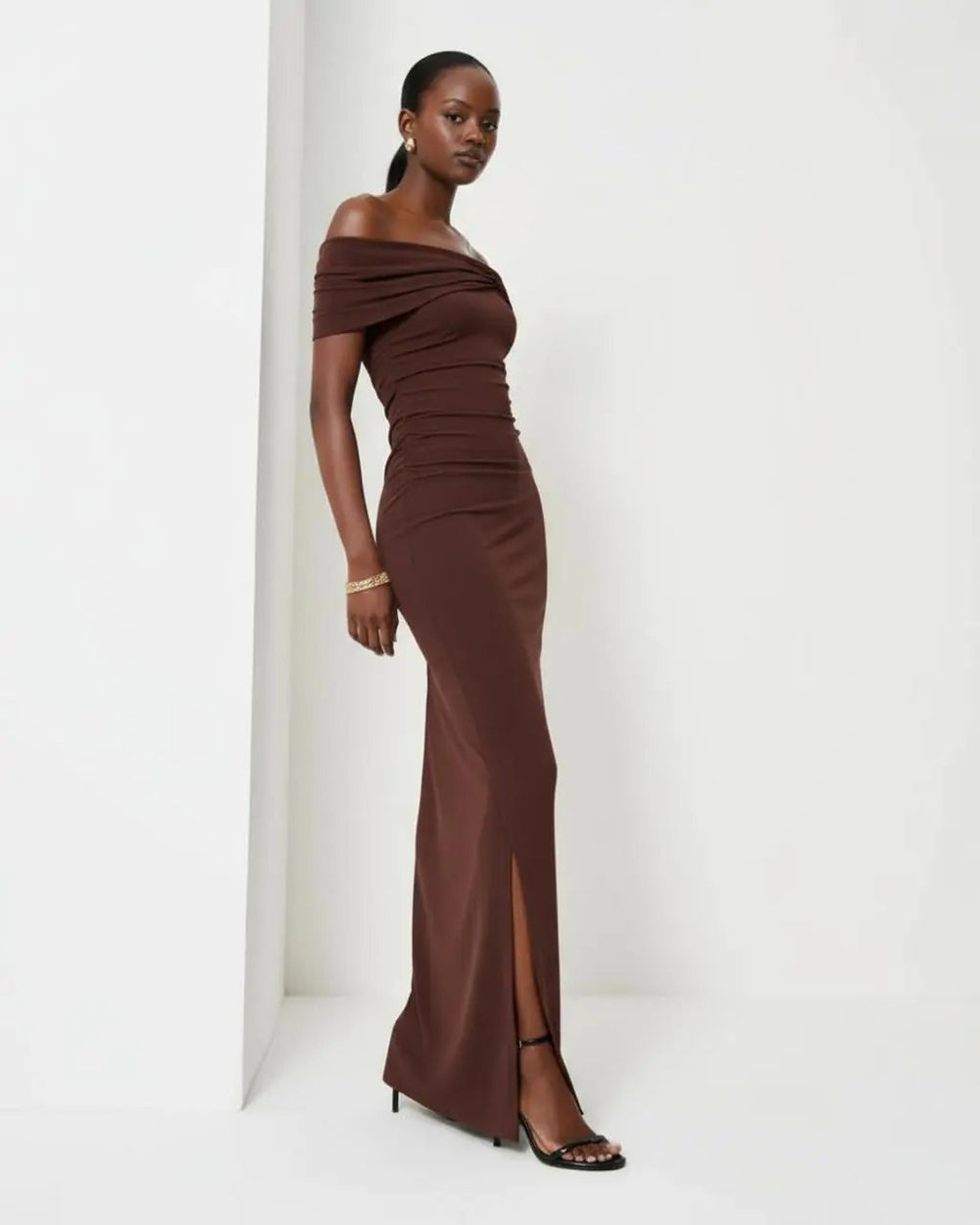 Off Shoulder Ruched Maxi Dress SOLACE