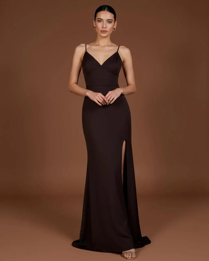 V-Neck Spaghetti Strap Side Slit Maxi Dress SOLACE