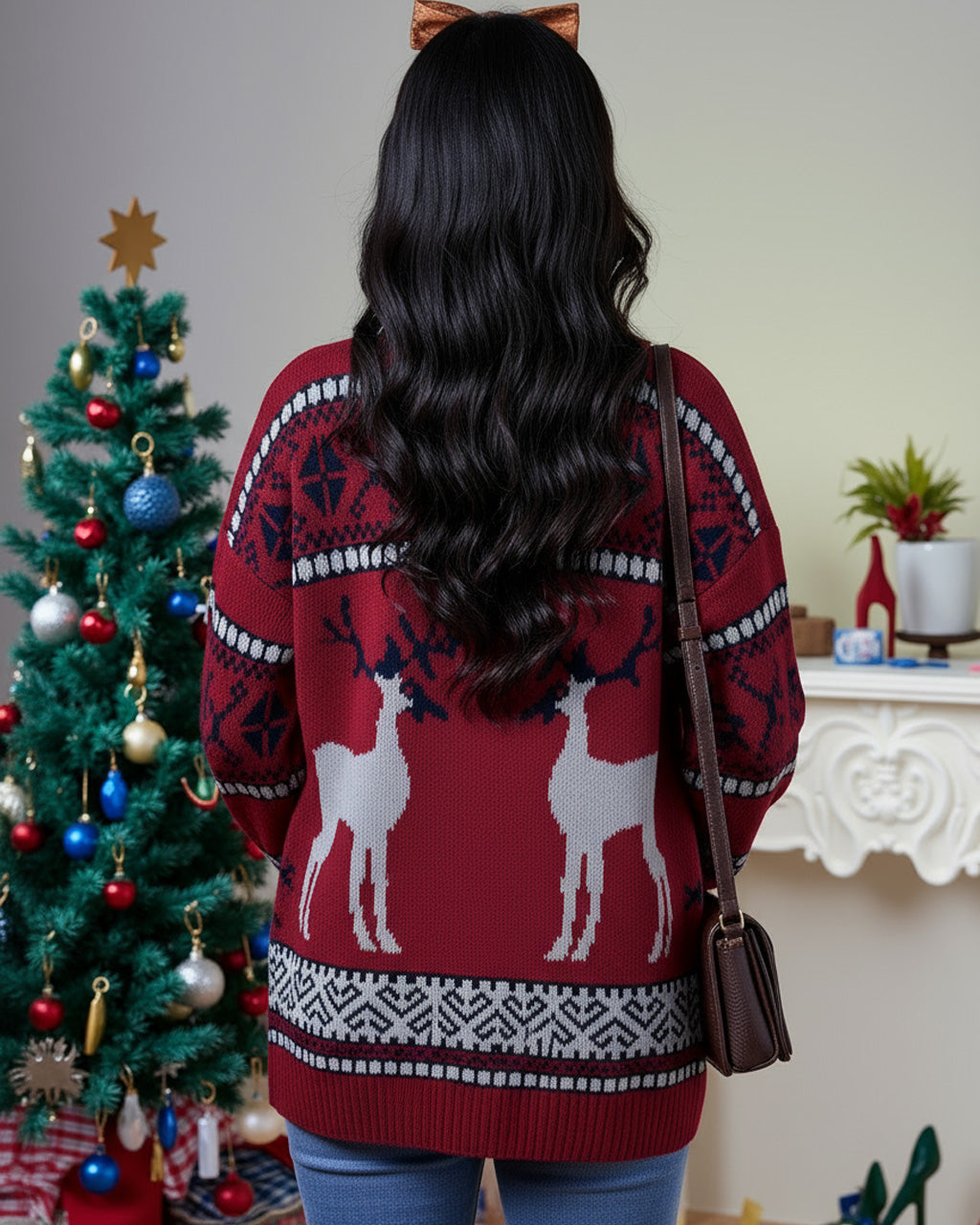 Christmas Reindeer Button Down Cardigan SOLACE