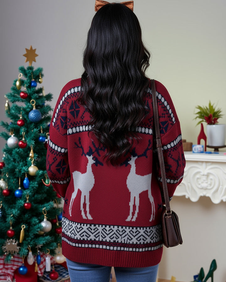 Christmas Reindeer Button Down Cardigan SOLACE