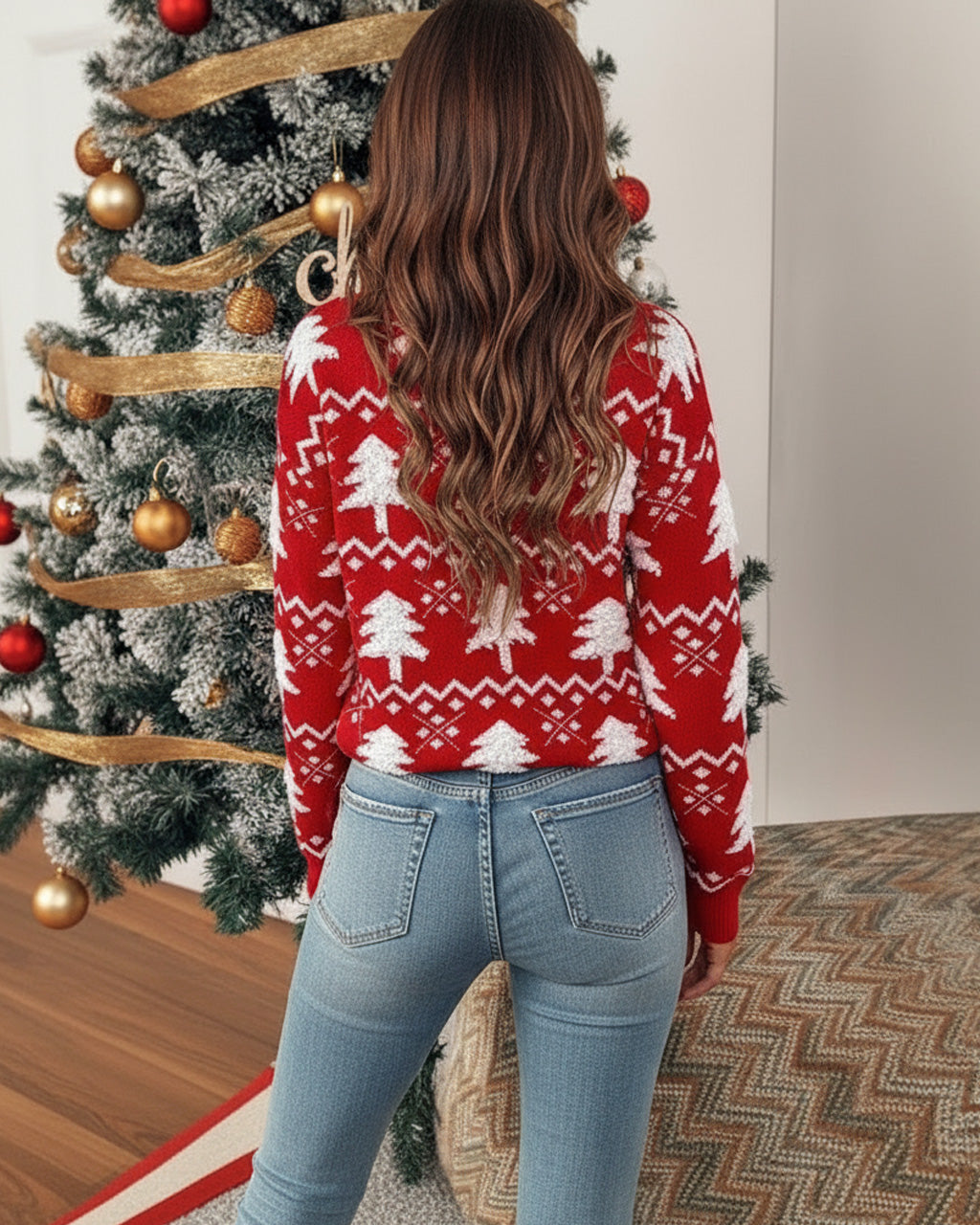 Christmas Tree Crew Neck Knit Sweater SOLACE