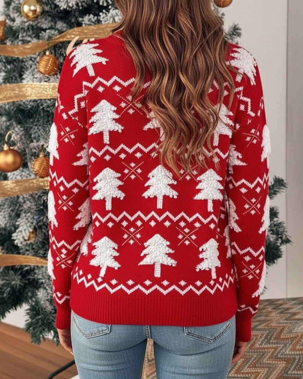 Christmas Tree Crew Neck Knit Sweater SOLACE