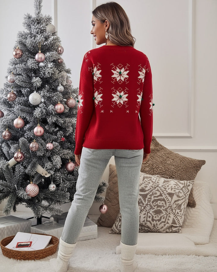 Christmas Snowflakes Jacquard Pullover Sweater SOLACE