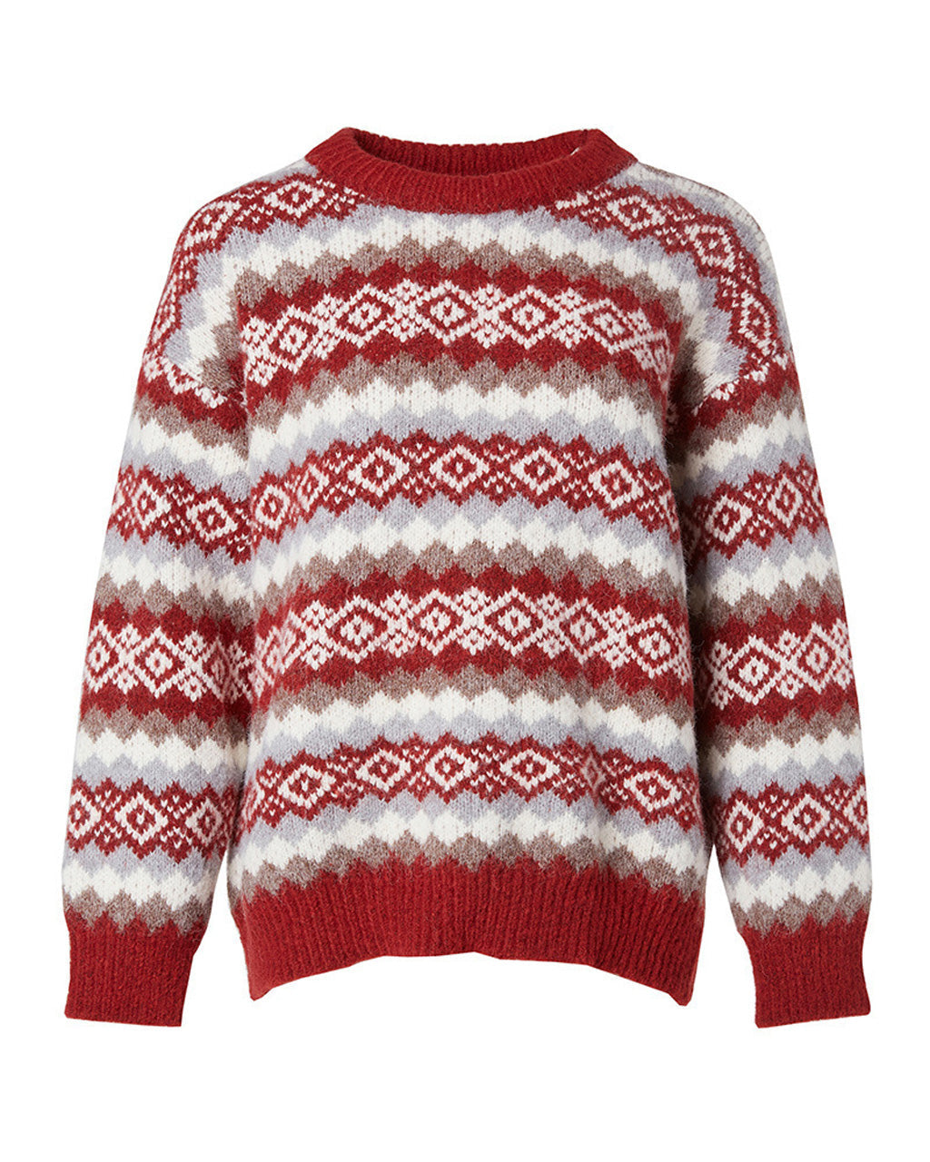 Christmas Geometric Print Dropped Shoulder Sweater SOLACE