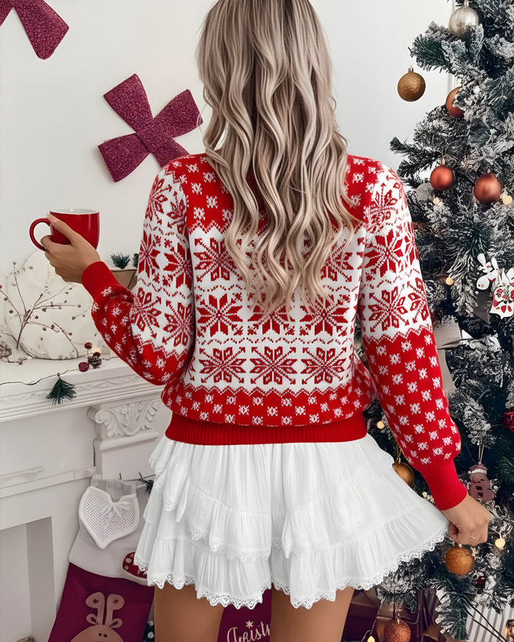 Christmas Snowflake Long Sleeve Knit Sweater SOLACE